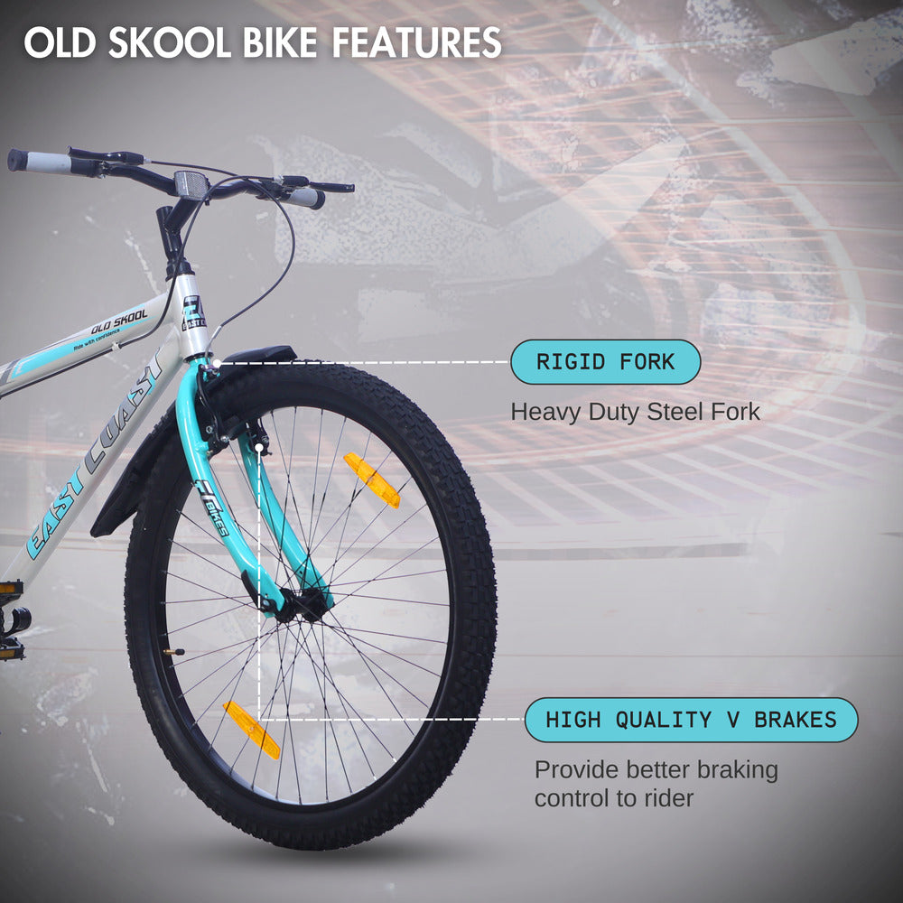 Old Skool Single-Speed Cycle/Bicycle | 26T Mountain Bike - White Color