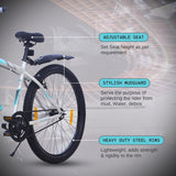 Old Skool Single-Speed Cycle/Bicycle | 26T Mountain Bike - White Color