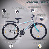 Old Skool Single-Speed Cycle/Bicycle | 26T Mountain Bike - White Color