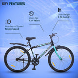 Old Skool Single-Speed Cycle/Bicycle | 26T Mountain Bike - Black Color