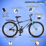 Old Skool Single-Speed Cycle/Bicycle | 26T Mountain Bike - Black Color