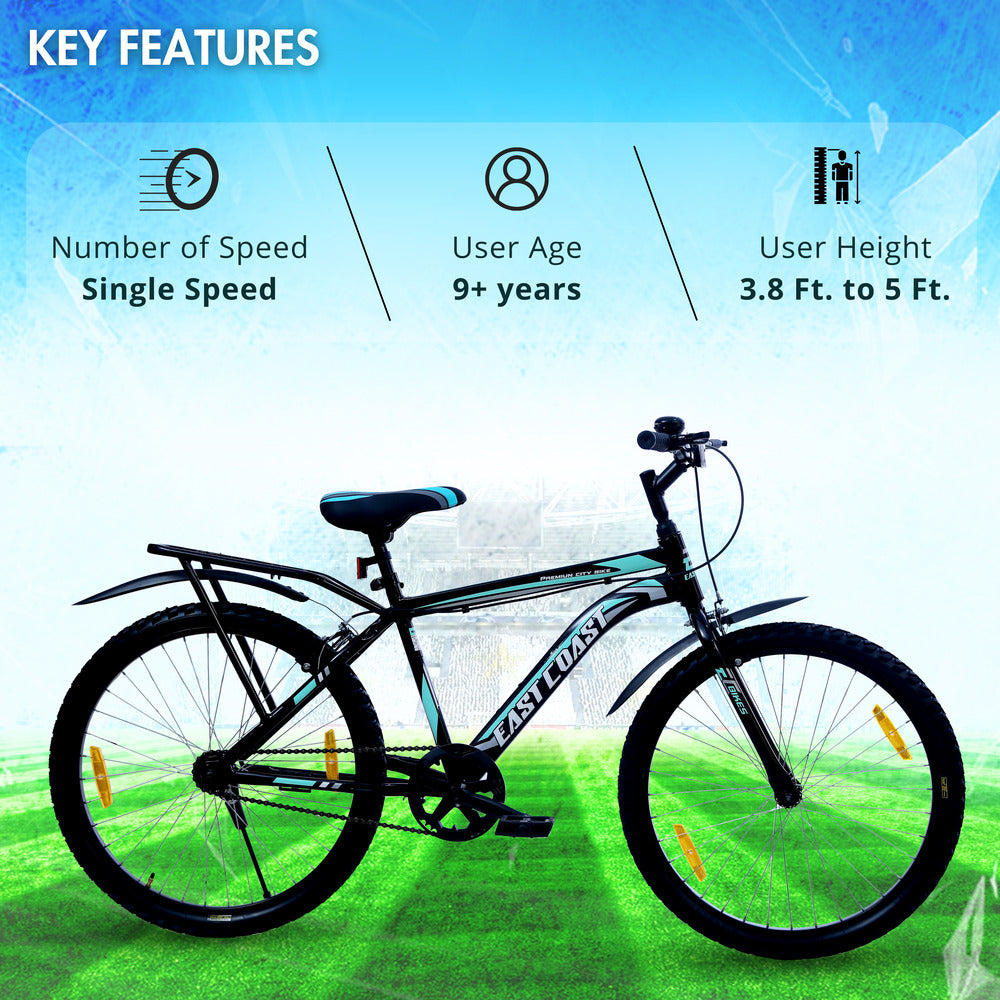 Premium City Single-Speed Cycle/Bicycle | 26T City Bike - Black Color