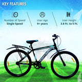 Premium City Single-Speed Cycle/Bicycle | 26T City Bike - Black Color