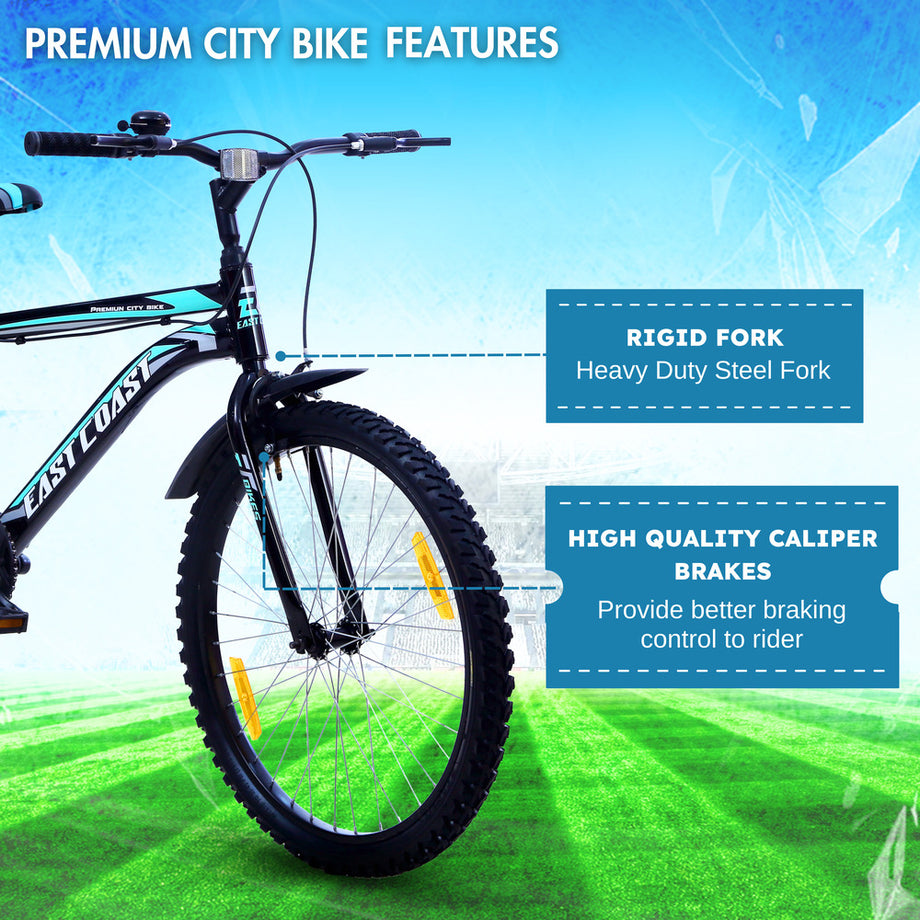 EAST COAST Premium City Single-Speed Cycle/Bicycle | 26T City Bike - B ...