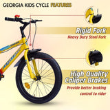 Georgia Single-Speed Kids Cycle Bicycle | 20T Bike for Kids - Dual Shade (Yellow-Red)