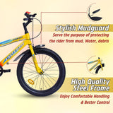 Georgia Single-Speed Kids Cycle Bicycle | 20T Bike for Kids - Dual Shade (Yellow-Red)