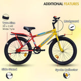 Georgia Single-Speed Kids Cycle Bicycle | 20T Bike for Kids - Dual Shade (Yellow-Red)