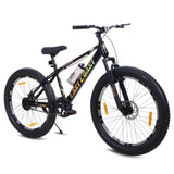 HUSTLE Gold Single Speed Fat Tyre 26T Mountain Bike/Cycle with Double Wall Alloy Rims - Black