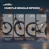 HUSTLE Gold Single Speed Fat Tyre 26T Mountain Bike/Cycle with Double Wall Alloy Rims - Black