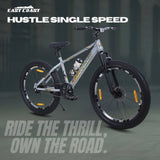 HUSTLE Gold Single Speed Fat Tyre 26T Mountain Bike/Cycle with Double Wall Alloy Rims - Grey