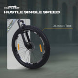 HUSTLE Gold Single Speed Fat Tyre 26T Mountain Bike/Cycle with Double Wall Alloy Rims - Grey