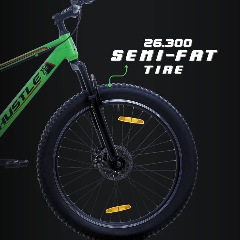 HUSTLE SINGLE SPEED 26T Mountain Fat Bike/Cycle - Green Color