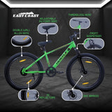 HUSTLE Single Speed Fat Tyre 26T Mountain Bike/Cycle with Only Front Suspension - Green