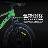 HUSTLE Single Speed Fat Tyre 26T Mountain Bike/Cycle with Only Front Suspension - Green