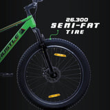 HUSTLE Single Speed Fat Tyre 26T Mountain Bike/Cycle with Only Front Suspension - Green