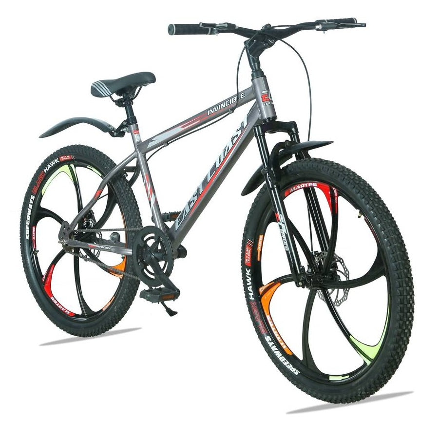 INVINCIBLE SINGLE SPEED 26T Mountain Bike/Cycle with Alloy Wheels & FS DD Brake - Grey Color