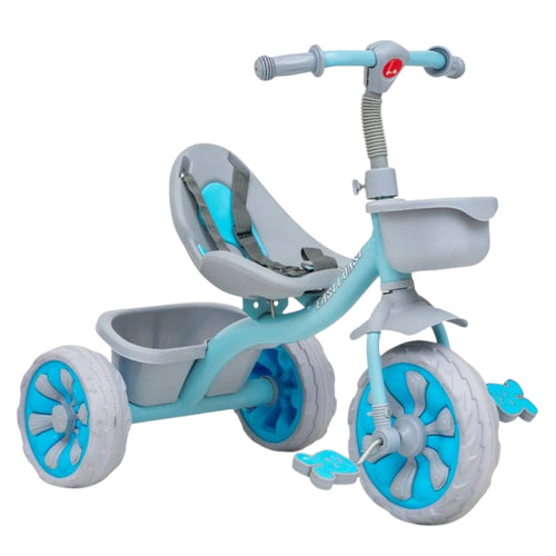 Junior Tricycle For Kids With Storage Basket, Cushion Seat, Seat Belt - Blue Color
