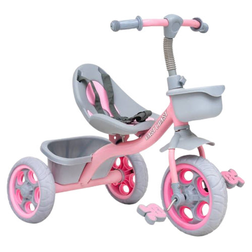 Junior Tricycle For Kids With Storage Basket, Cushion Seat, Seat Belt - Pink Color