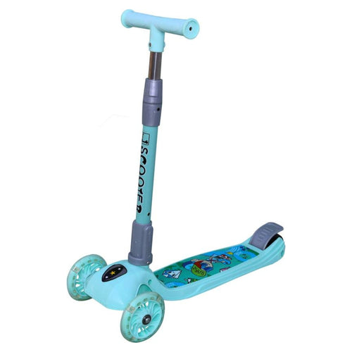 Kick Scooter for Kids | 3-Wheels with LED Light, Adjustable Height - Cyan Color