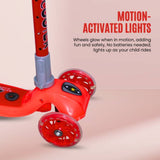 Kick Scooter for Kids | 3-Wheels with LED Light, Adjustable Height - Red Color