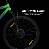 Old Skool Pro Single-Speed | 26T Mountain Bicycle with Front Suspension & DD Brakes- Green Color