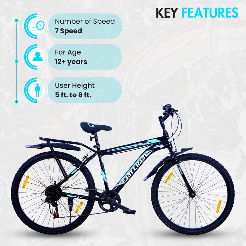 Premium City 7 Speed | 26T Mountain Bike/Cycle - Black Color
