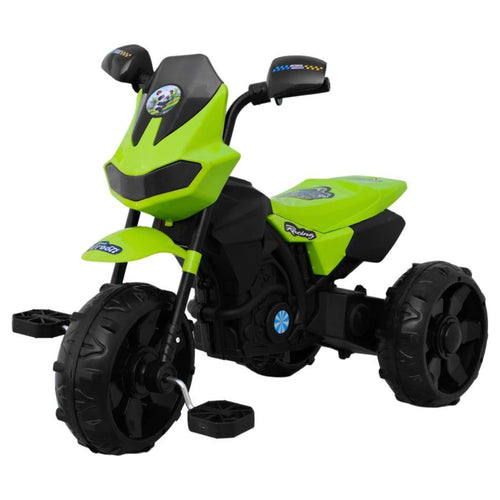 Racing Musical Tricycle for Kids With Music Horn Curved Seat Paddles - Green Color
