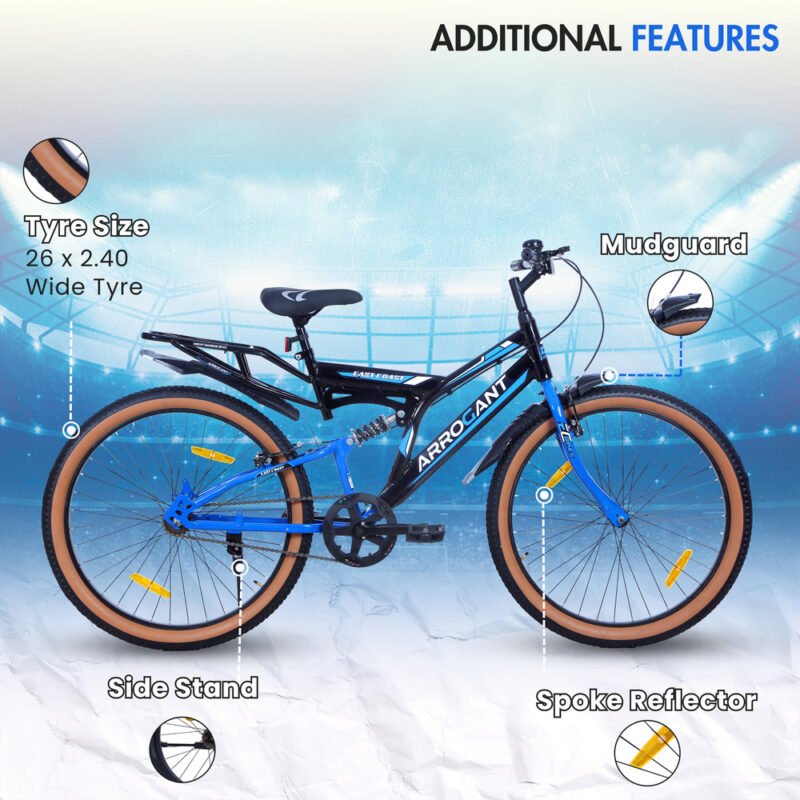 EASTCOAST ARROGANT 26T Hybrid Bicycle City Bike With Center Suspension - Blue Color