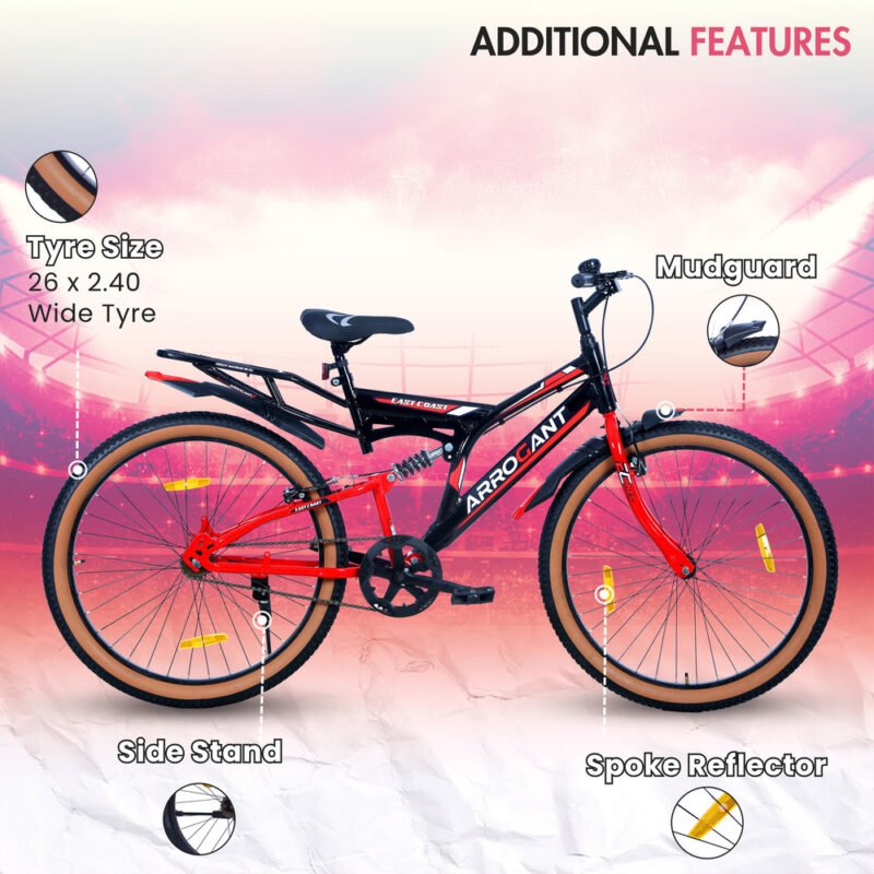 EASTCOAST ARROGANT 26T Hybrid Bicycle City Bike With Center Suspension - Red Color