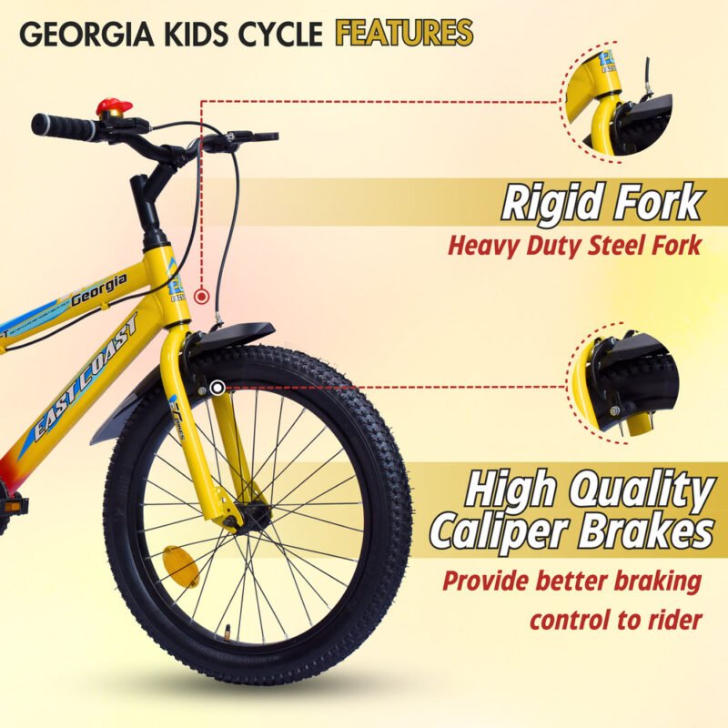 EASTCOAST Georgia Single-Speed Kids Cycle Bicycle 20T Bike for Kids - Dual Shade (Red-Yellow)