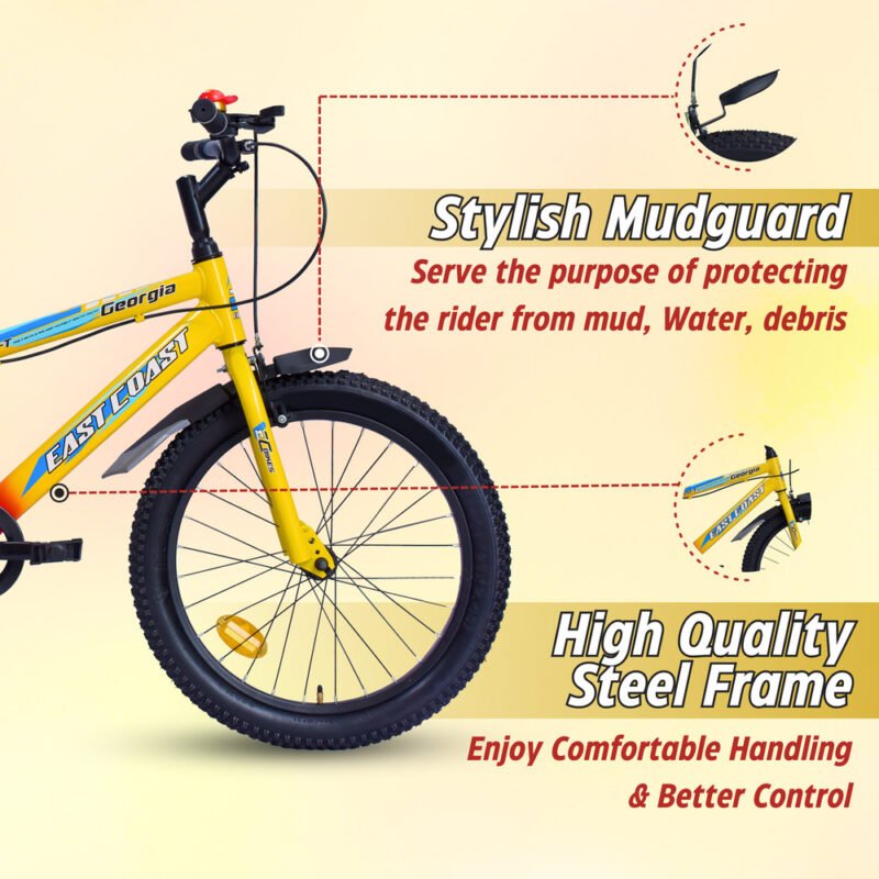 EASTCOAST Georgia Single-Speed Kids Cycle Bicycle 20T Bike for Kids - Dual Shade (Red-Yellow)