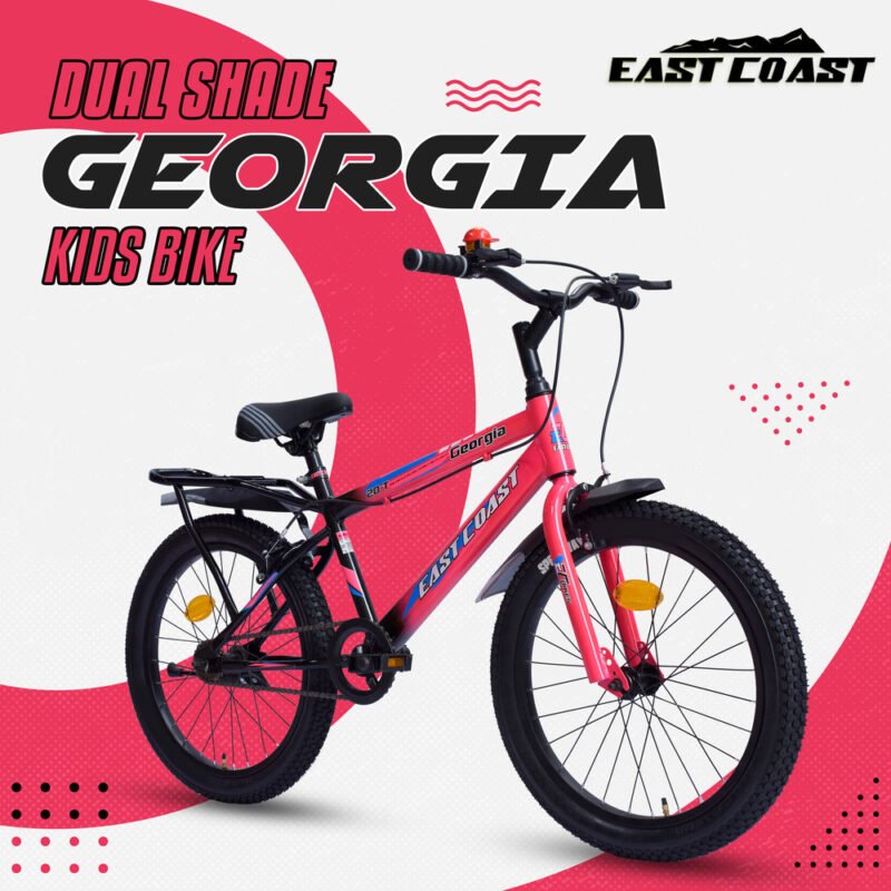 EASTCOAST Georgia Single-Speed Kids Cycle Bicycle | 20T Bike for Kids - Dual Shade (Black-Pink)
