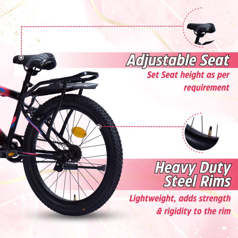 EASTCOAST Georgia Single-Speed Kids Cycle Bicycle | 20T Bike for Kids - Dual Shade (Black-Pink)