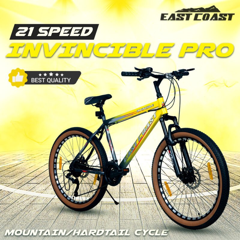 EASTCOAST INVINCIBLE PRO 21 Speed Hardtail 26 T Mountain Cycle - Yellow Color