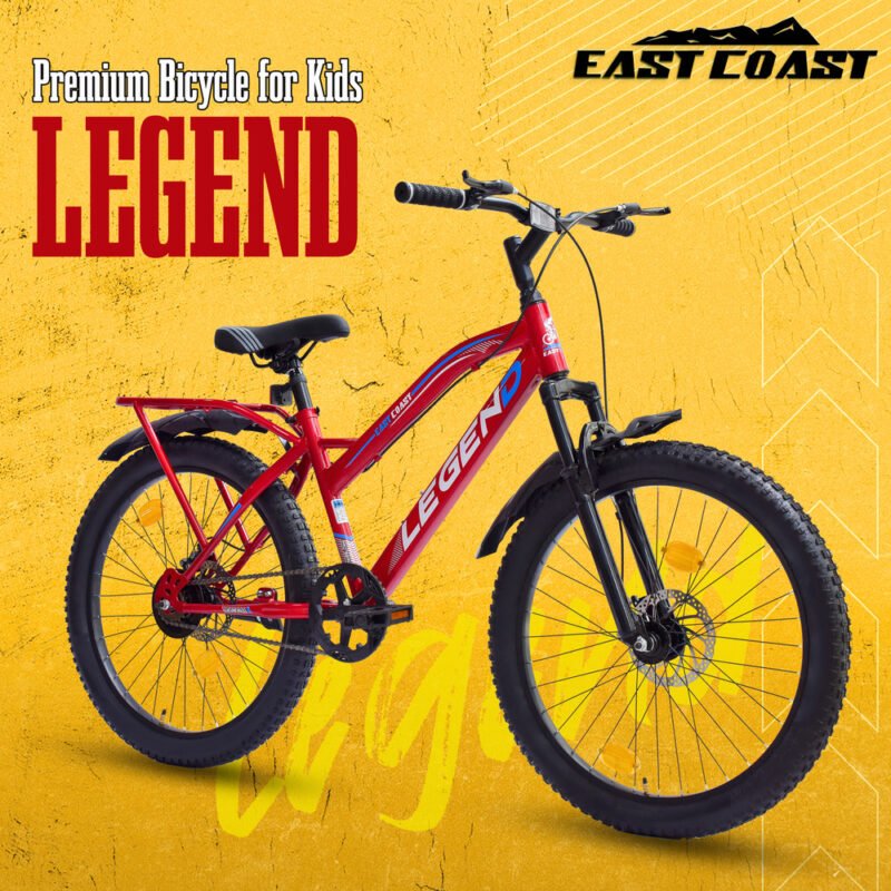 EASTCOAST LEGEND 24T Single-Speed Mountain Bicycle for Kids of 9 to15 yrs Age - Red Color