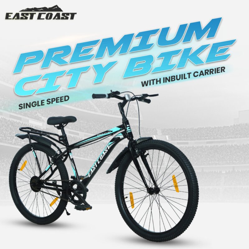 EASTCOAST Single-Speed Premium City Cycle Bike 26T Road Cycle - Black Color